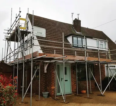 Full building scaffolding for extension project
